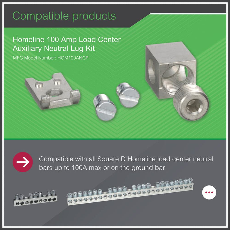Square D by Schneider Electric HOM100ANCP Square D Hom100An Neutral Lug Kit, for Use with Load Centers, 100 A