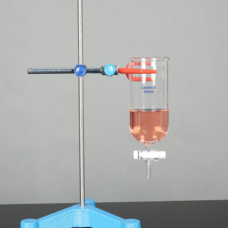 Labasics Dropping Funnel, Teflon Stopcock High Borosilicate Glass Top Opening Non-Graduated, for Precise Liquid Dispensing, 500 ml