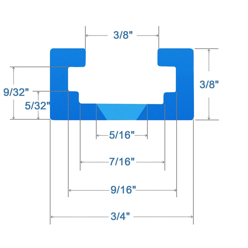 Aluminum 48 Inch T-Track with Wood Screws–Double Cut Profile Universal with Predrilled Mounting Holes -Woodworking and Clamps–Frosted Surface Anodized - 2 PK (Blue) 48"