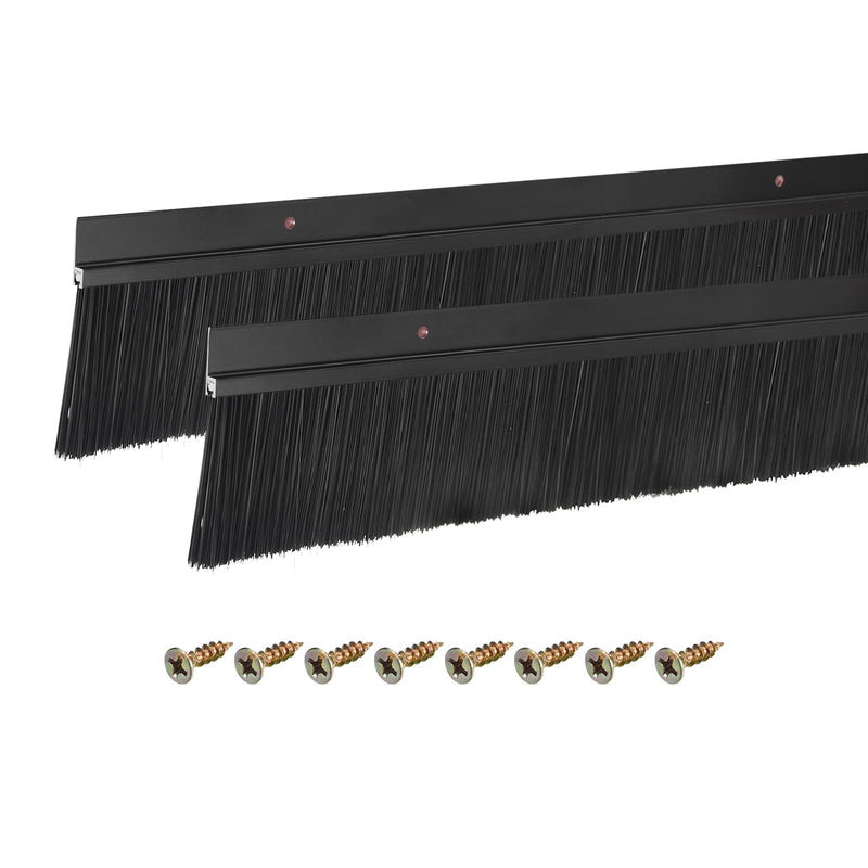 uxcell 2Pcs Door Brush Bottom Sweep H-Shape Aluminum Alloy Base with 2.4-inch Nylon Brush for Home, Industrial (39-inch L x 3.3-inch W, Black) 39-inch x 3.3-inch x 2.4-inch Black, Black