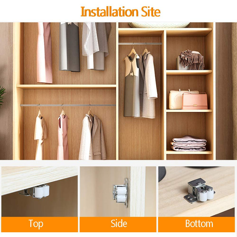 BTMB Cold Rolled Steel Cupboard Closet Cabinet Door Double Ball Roller Catch Latch 20pcs (Bronze Tone)