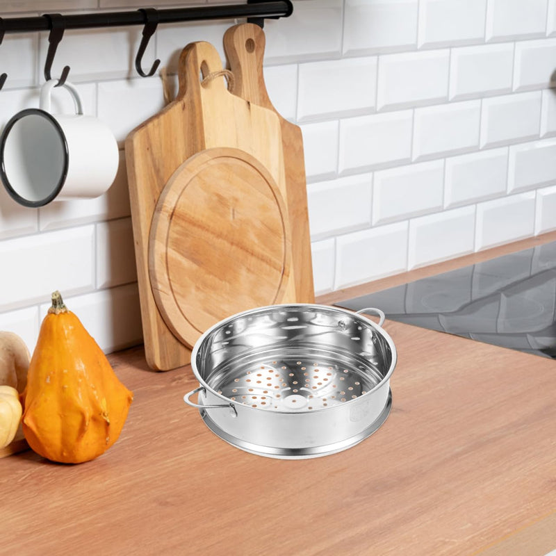 Kichvoe 10 Inch Stainless Steel Steamer Basket Multi-Functional Food Steamer for Vegetables Seafood Dumplings with Even Heat Distribution and Quick Drain 25.6X24X7.8CM Silver