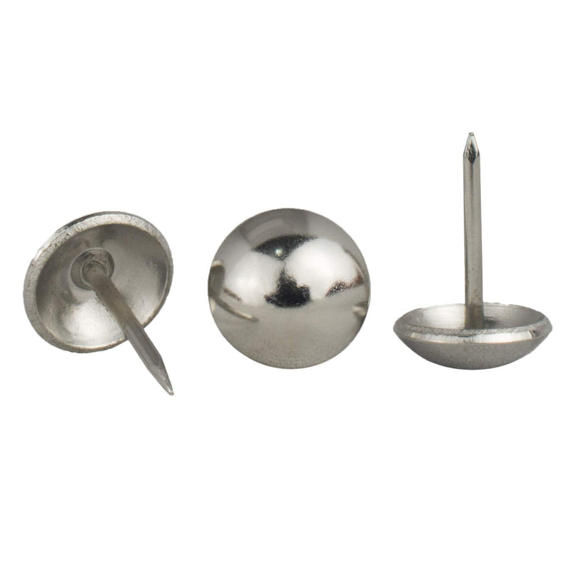 decotacks® Silver Finish Upholstery Nails, Furniture Tacks Thumb Tacks, Push Pin 7/16in - 100 Pcs/Box [Nickel/Silver Finish] DX0511