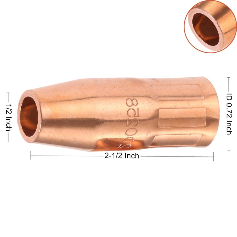 Gas Nozzle Tip Copper 200-258 200258 1/2 Inch Orifice Flush Tip for MIG Welding Guns (5Pcs)