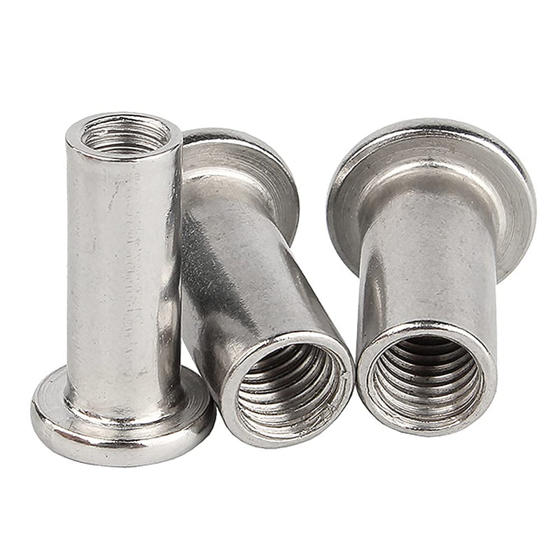 Stainless Steel Lock Nuts - M6 M8 Internal Thread Hex Socket Barrel Nuts Flat Head Insert Nuts Cylindrical Rivnut for Wood Furniture M8x25 (2 Pcs)
