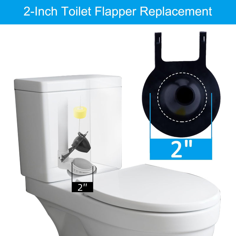 Hibbent 2 Pack 2-Inch Toilet Flapper Replacement Compatible with American Standard 7381129-200.0070A Universal Flapper and Chain with Float, 2-Inch Flush Valves Matte Black