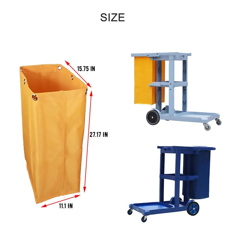 Replacement Janitorial Cart Bag-16 x 11 x 27inches, High Capacity Waterproof Thickened Housekeeping Commercial Janitorial Cleaning Cart Bag with 6 Brass Grommets - 23 Gallon (Yellow) Yellow
