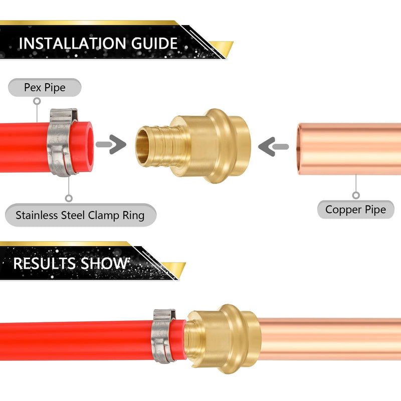 10 Pack FOSKAN Copper Press Coupling Adapter, 3/4" Press x 3/4" PEX 10 3/4"press x 3/4"pex