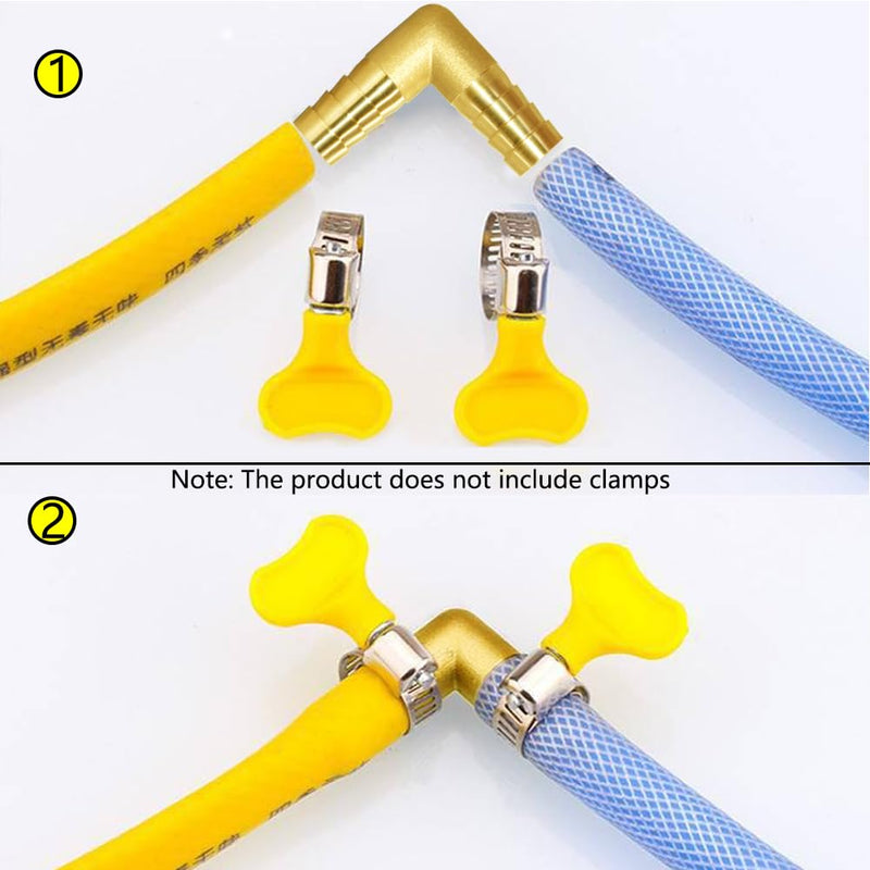 Joywayus 2Pcs 1/2" Hose ID/Hose Barb 90 Degree L Right Angle Elbow Union Brass Fitting Water/Fuel/Air 2