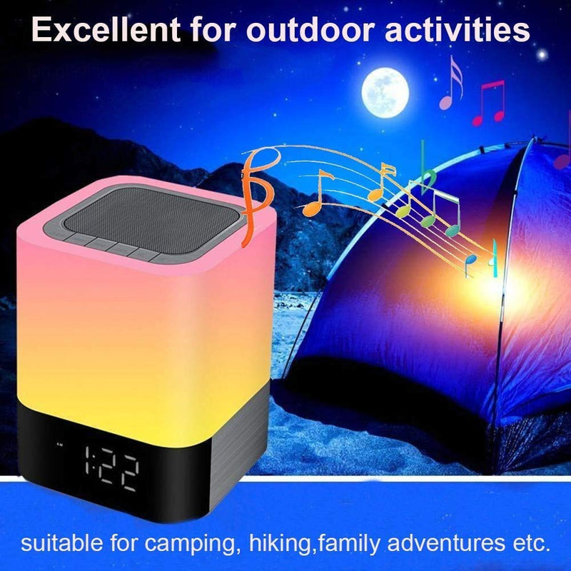 Night Lights Bluetooth Speaker, Alarm Clock Bluetooth Speakers Touch Sensor Bedside Lamp Dimmable Multi-Color Changing Bedside Lamp, MP3 Player, Wireless with Lights