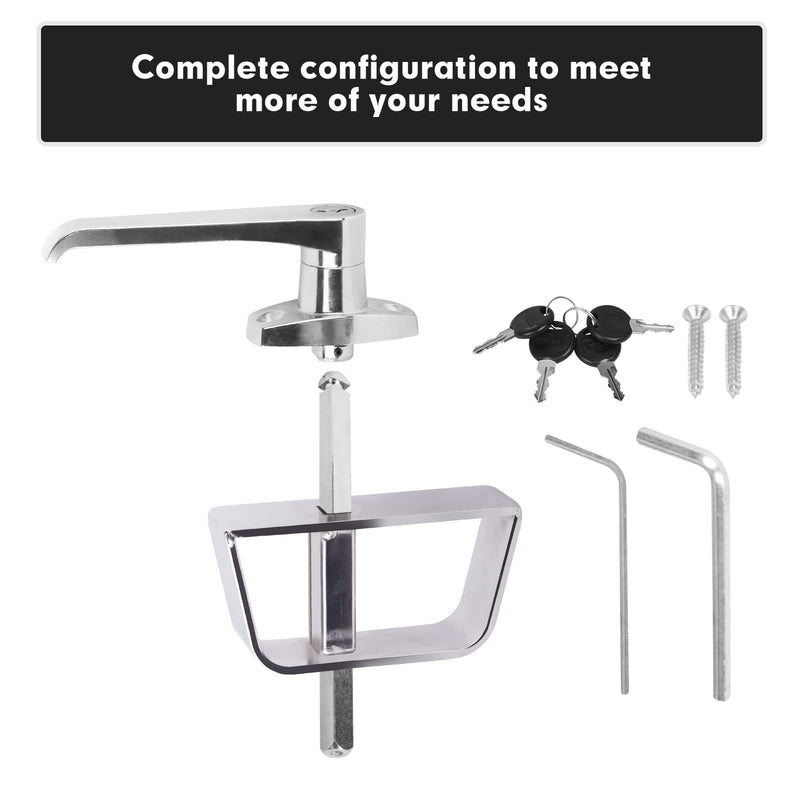 Shed Door Latch L-Handle Lock Kit with 4 Keys, BTEOBFY 4-1/2" Stem Storage Barn Shed Door Hardware Lock Set for Playhouses, Chicken Coops, Camper (Silver) 4.5 inch Silver