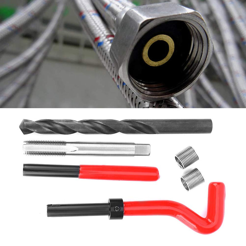 17Pcs Thread Repair Kit, M11 x 1.25 Drill Helicoil Repair Kit Stainless Steel 2D Female Thread Repairing Accessory