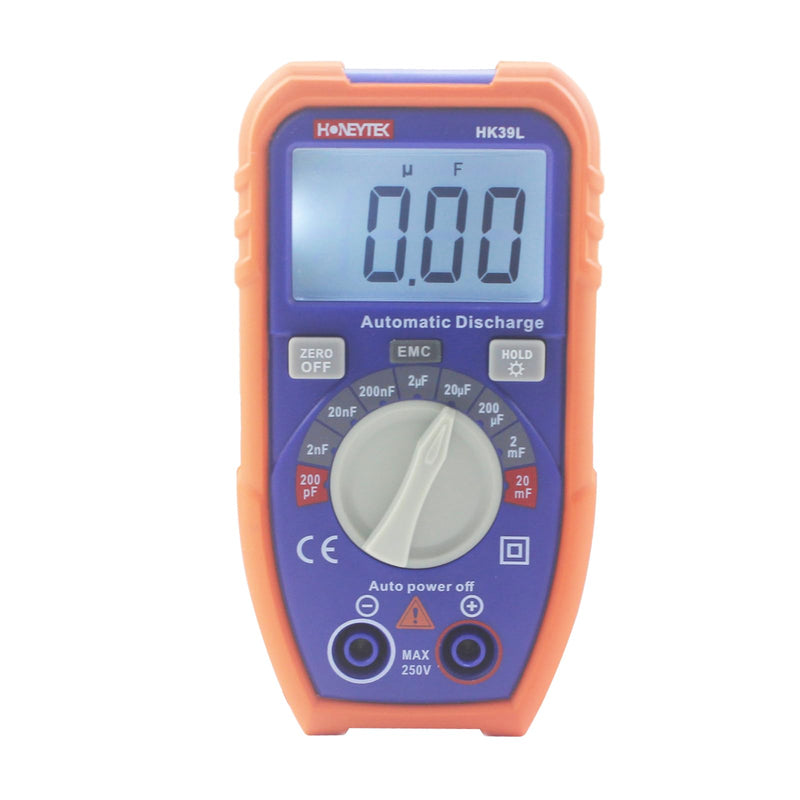 Honeytek HK39L Capacitor Tester with LCD Backlight, Safety Jacket 1999 Display for Industrial Components Capacitor Test