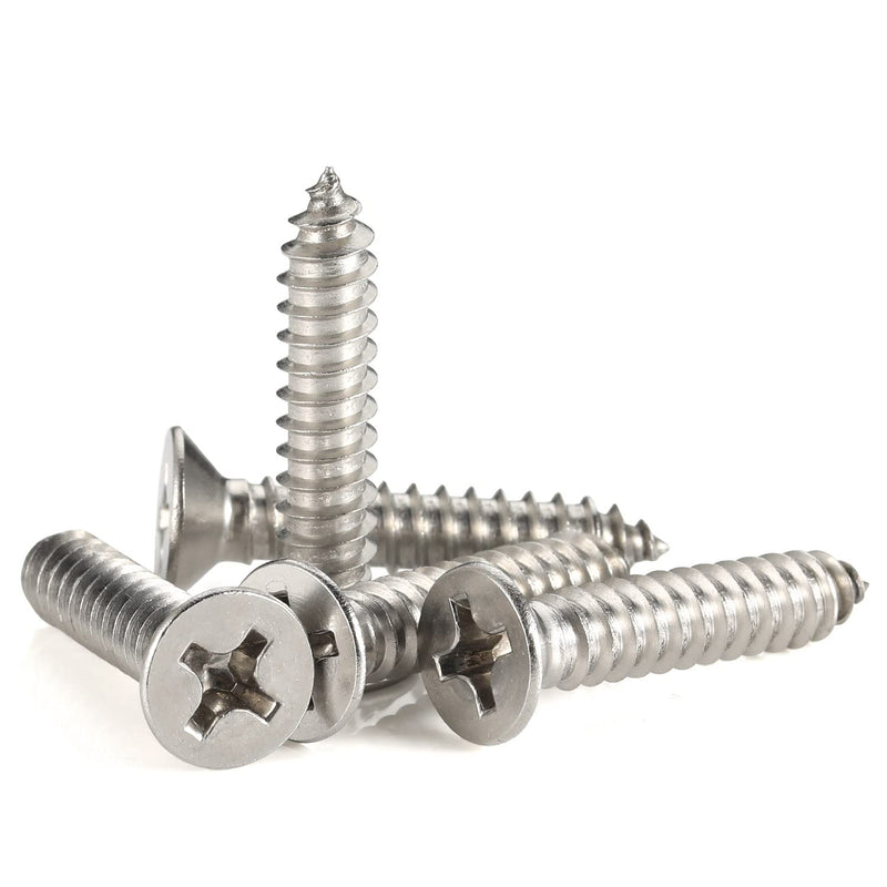#12 x 1-1/2" (5/8" to 2" Available) Flat Head Sheet Metal Screws Wood Screws, 304 Stainless Steel 18-8, Self Tapping, 50 PCS #12 x 1-1/2"