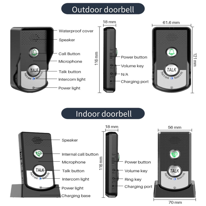 2 Way Wireless Intercom, 1000M Super Long Range Intercomunicador, Waterproof Indoor Outdoor Wireless Intercom System Communication System for Home House Business Office