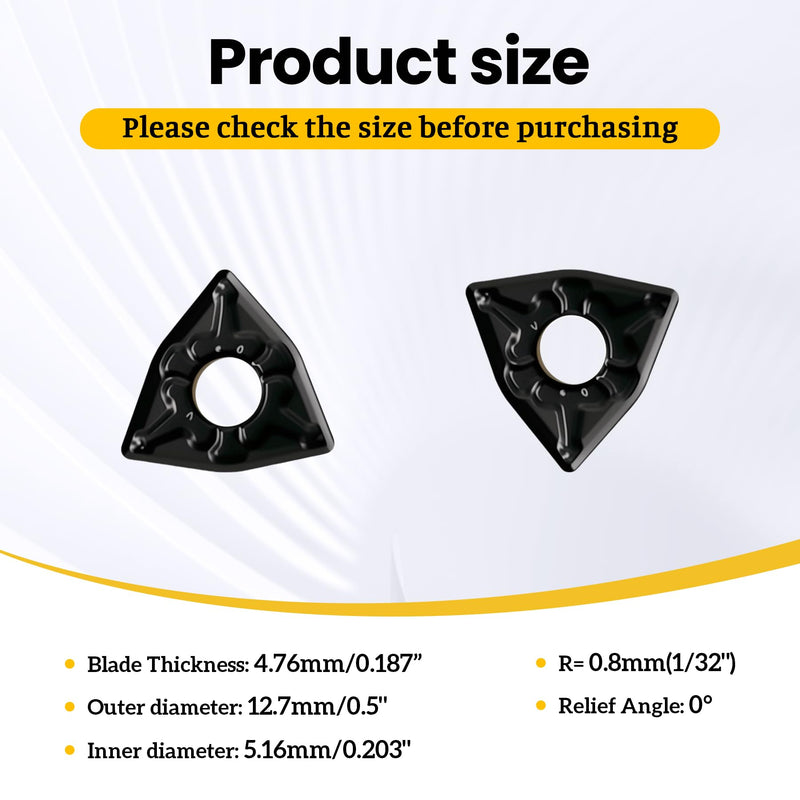 Carbide Turning Inserts WNMG432 WNMG080408, CVD Coated Turning Inserts Cutting Tools for Steel, Negative Chip-Breaker CNC Inserts for Lathe Turning Tool Holder, 10Pcs WNMG432 WNMG080408 10pcs
