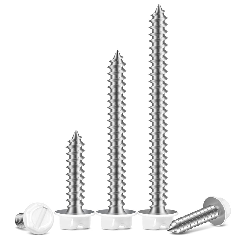 #8 x 3/4" White Painted Hex Washer Head Self Tapping Screws, Self Piercing Gutter Screws, Socket Bit Included, 100 PCS #8 x 3/4"