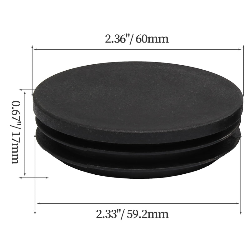Hordion 8 Pcs 2 3/8" Round Plastic Plugs, Tubing End Cap Black Insert End Caps Floor Protector for Metal Tube Pipe Post Chairs Furniture 2 3/8 Inch