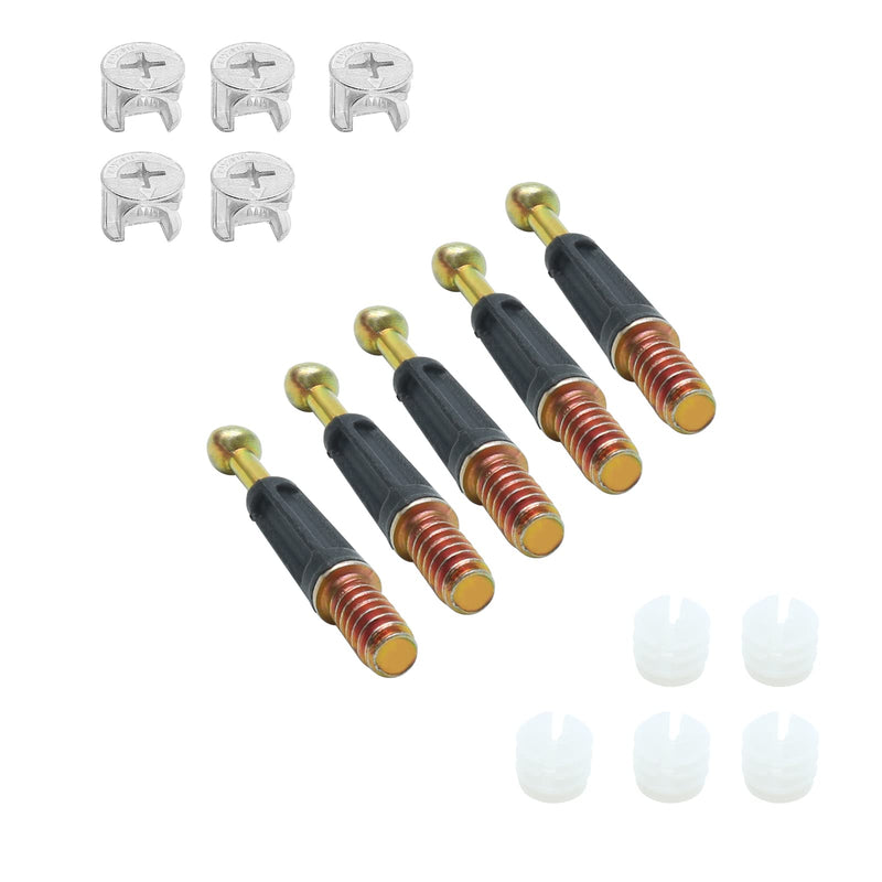 24 Set 35mm Cam Screw Cam Dowel for Furniture Connecting, 3 in 1 Cam Lock Nut Set 15mm Cam Connector Bolt Fitting Cabinet Pre-Inserted Nut for Drawer Dresser 35mm-24Pcs