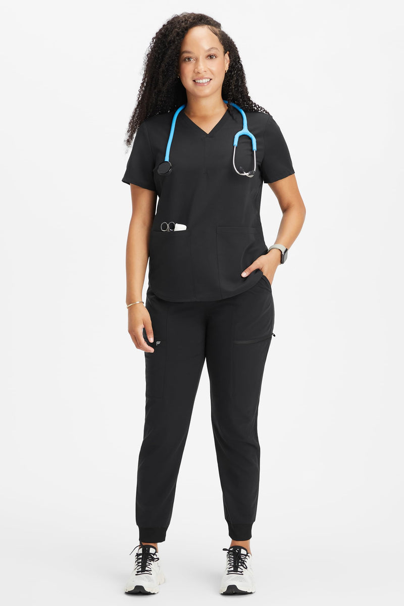 Fabletics Women's Active Scrub Jogger - MotionTech, Pocket-Packed, Lightweight, Wrinkle-Resist, Semi-Slim Fit Regular Medium Black