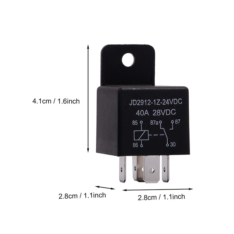 EHDIS Motor Relay 5 Pin 24V Coil 40amp Spdt Model No.: JD2912-1Z-24VDC 40A 28VDC, Contactor Relay Switch Power, Auto Switches & Starters, 5 Pack