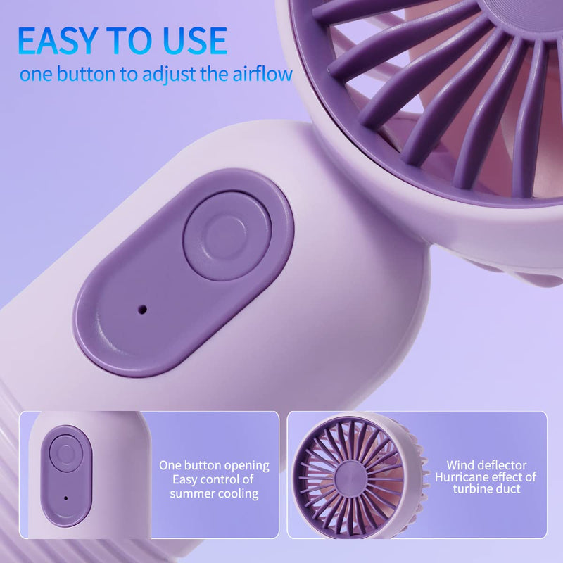 Mini Portable Fan 6 Pack, Cute Handheld Fan Battery Operated Lightweight Small Personal Fans with 3 Speeds and USB Rechargeable Eyelash Fans for Women Men Office Outdoor Travel Camping Black & Blue & Pink*2 & Purple*2