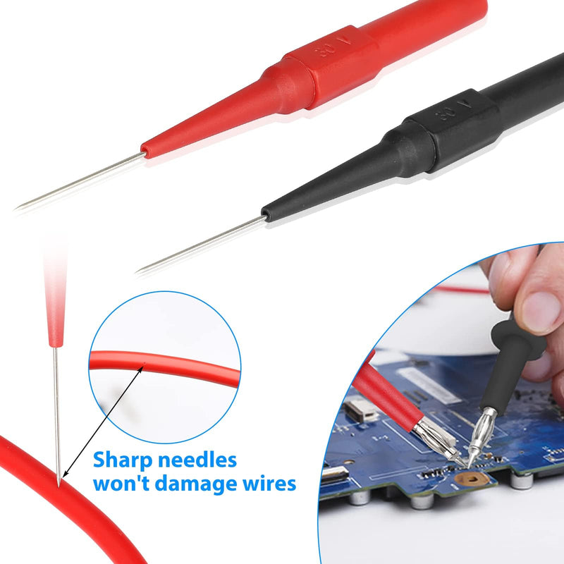 SUNJOYCO 8PCS Double Insulated Multimeter Leads, Electrical Test Leads Kit with Alligator Clips, Back Probe Pins, Test Probe Pens, 4mm Banana Plug Multimeter Probes for Digital Electrical Testing