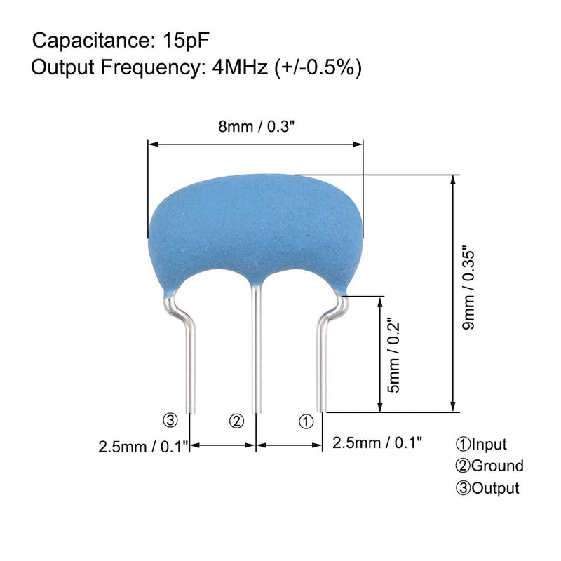 uxcell Ceramic Resonator Crystal Oscillator 4MHz 15pF 3 Pin DIP, Blue 5 Pieces - NewNest Australia