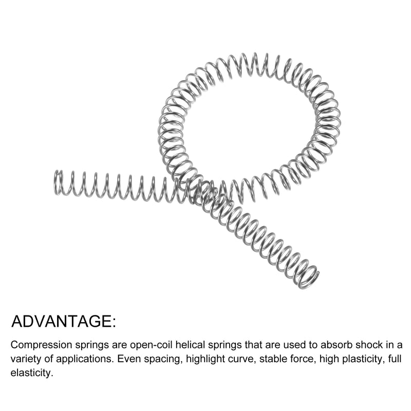 METALLIXITY Compression Springs (1x10mm OD,305mm Free Length) 304 Stainless Steel Extension Spring - for Shop Home Repairs, DIY Projects, Silver Tone 1mm x 10mm x 305mm