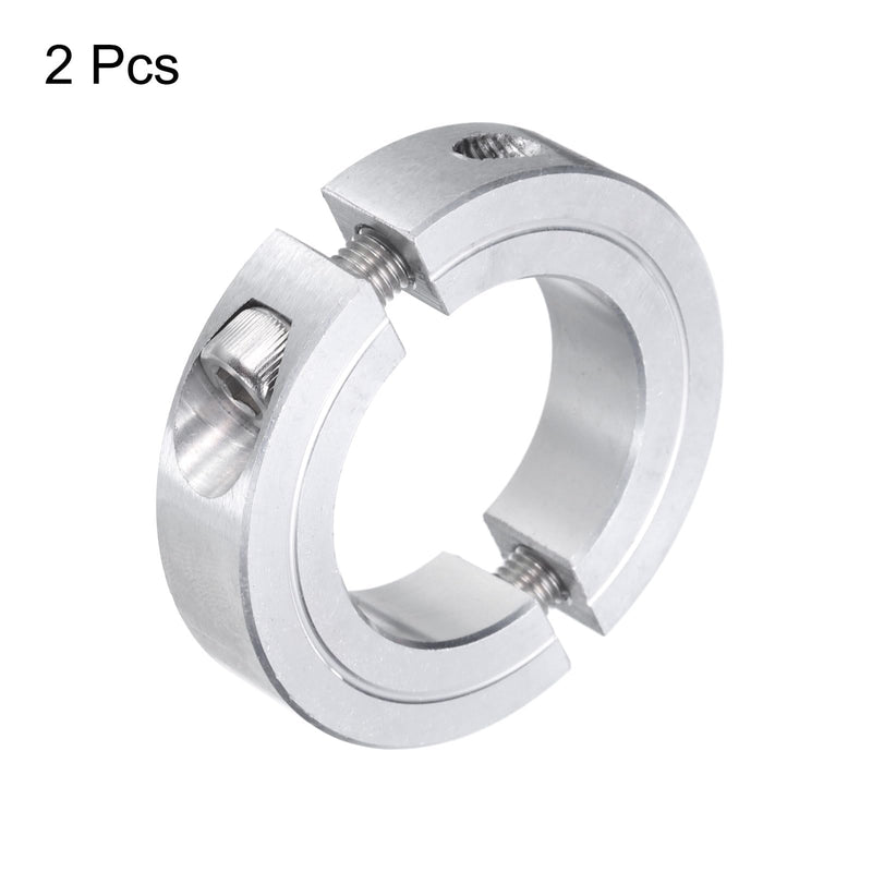 uxcell 2pcs Double Split Clamp-On Shaft Collar for 1-1/4" Shaft, Two-Piece Clamping Collar, 2-1/16" OD, 1/2" Thickness, Aluminum Alloy Set Screw Split Collar Clamp