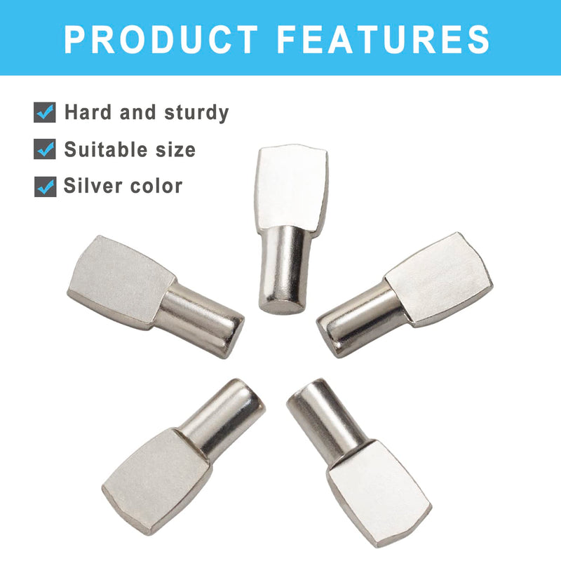 5mm Cabinet Shelf Pegs Spoon Shape Nickel Plated Metal Support Pins for Bookshelf Kitchen Furniture Adjustable Wood Shelves Holder (Pack of 80)