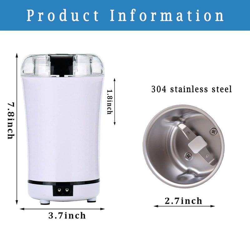 Electric Multifunctional Grinder.Electric Pill Crusher Grinder for Small or Large Pills,to Fine Powder. Pill Crusher Pulverizer Grinder for Elders or Pets. Small Dose Coffee Bean Grinder. (White) White