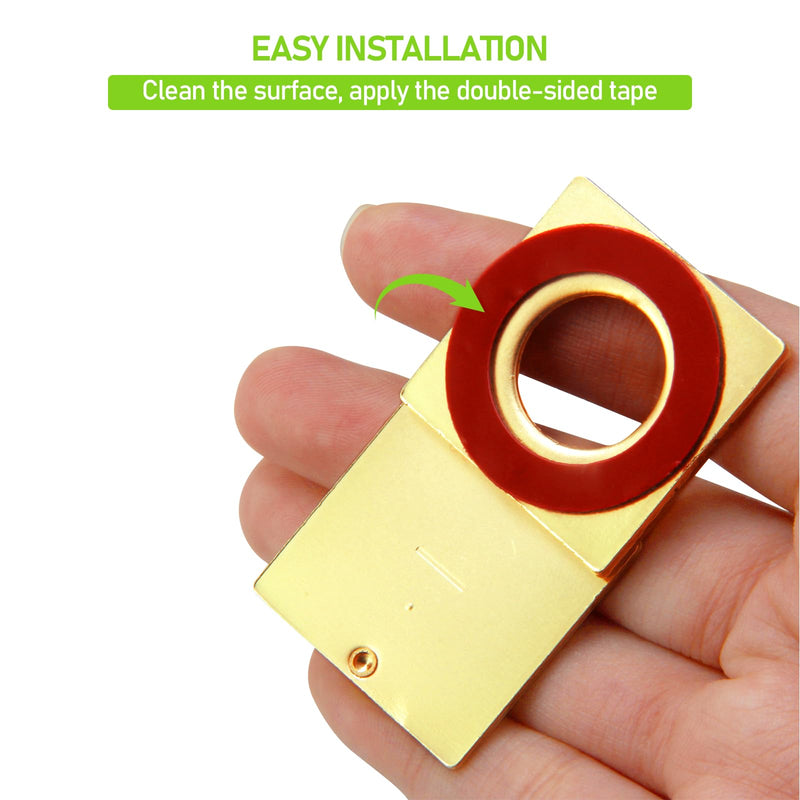 Peephole Security Cap Set, Home Door Viewer Cover with Self-Adhesive Install Kit for Enhanced Privacy (Brushed Gold) Brushed Gold