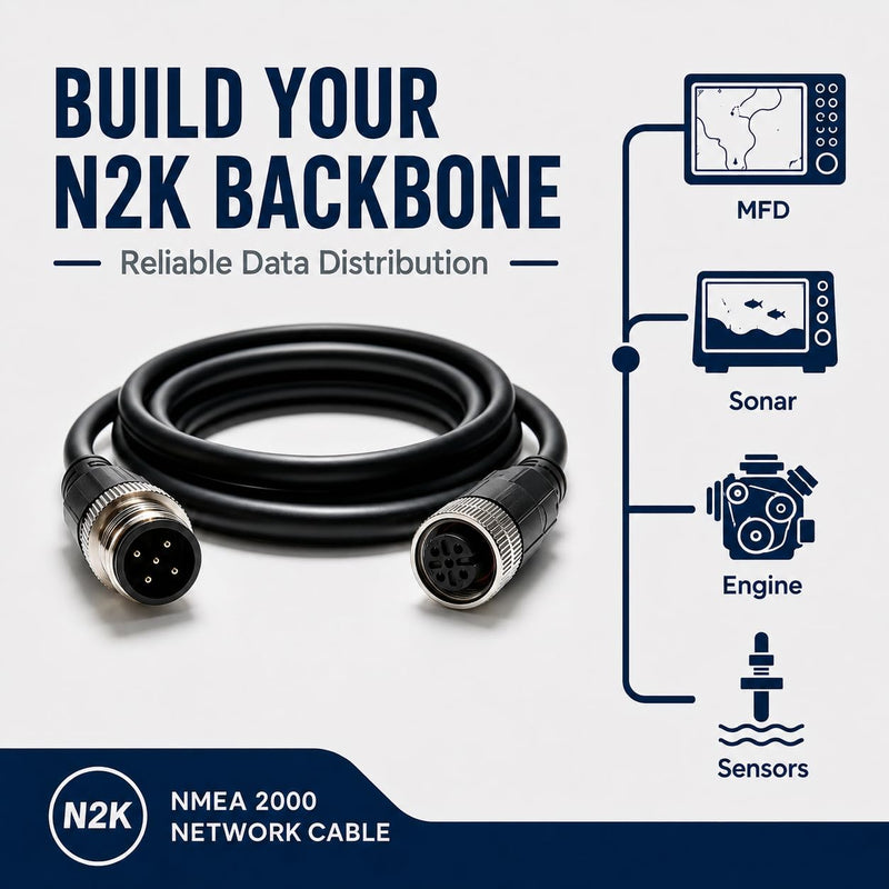 Metal Shield NMEA 2000 Marine Network Cable – Heavy Duty IP67 Waterproof N2K Backbone, Drop or Extension Cable Compatible with Garmin, Lowrance, Simrad, B&G & Navico Networks (3.3ft（1m）) 3.3ft（1m）