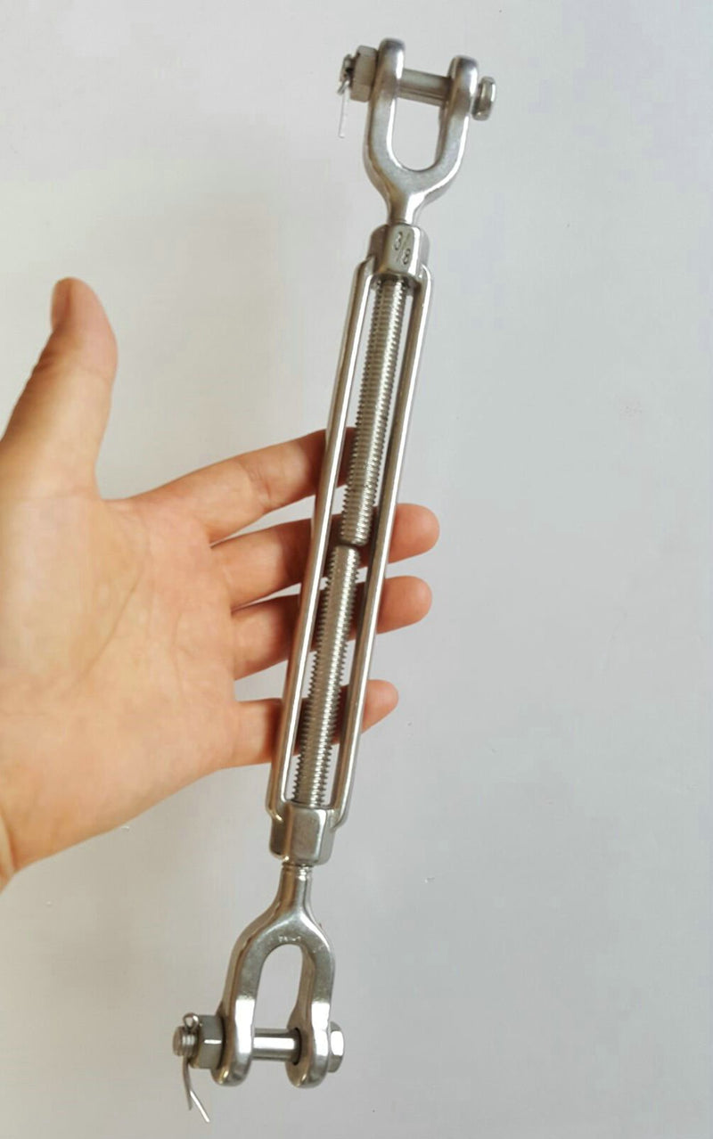 JY-Marine 316 Stainless Steel Turnbuckle Jaw & Jaw 3/8 Inch Heavy Duty Turnbuckle Marine Hardware