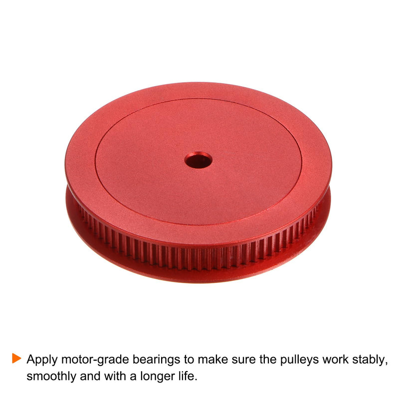 HARFINGTON 2GT Timing Pulley 80 Teeth 5mm Bore 55mm Dia. Aluminum Timing Belt Pulley with Hex Wrench for 6mm Width Belt 3D Printer CNC Machine Accessories, Red 80Teeth