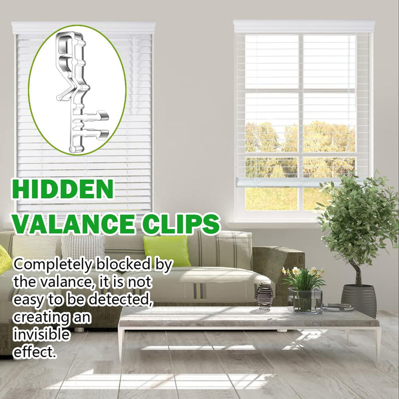 Hidden Channel Valance Clips, 2-1/8inch Clear Plastic Valance Clips for The Valance with a Groove in The Back (24pcs) 24