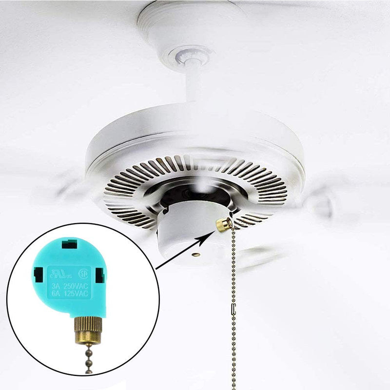 Ceiling Fan Switch Zing Ear ZE-268S6, 3 Speed 4 Wire Speed Control Pull Chain Cord Appliances Switch Replacement Parts Compatible with Hunter Ceiling Fans Wall Lamps (Bronze) Bronze