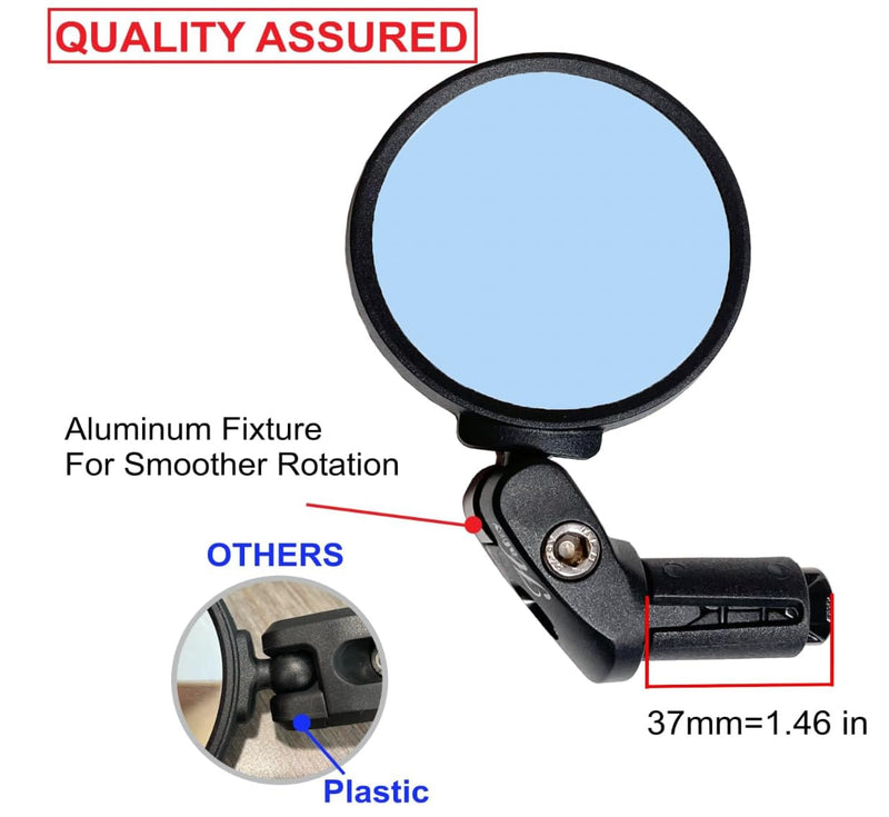 Hafny Bar End Bike Mirror, HD, Blast-Resistant, Glass Mirror, HF-MR090, HF-M951B-FR03, 2PCS (Anti-glare Blue Glass, 62mm * 2PCS) Anti-glare Blue Glass