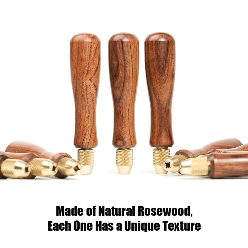 Toolcool Wood File Handle Wooden Handles with Brass Collet Chuck for Small Files with a Tang Diameter of 3.1MM-3.7MM Tang Diameter:3.1MM-3.7MM