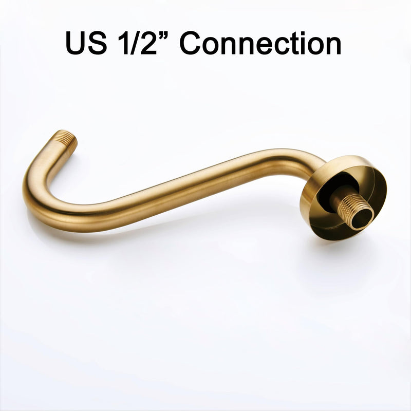 8 Inches S-shape Wall Mount Shower Arm and Flange, Champagne Bronze 8 inch