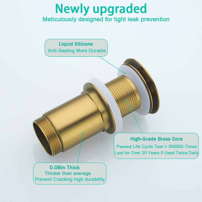 All Metal Bathroom Sink Drain,Pop-up Drain with Detachable Basket Stopper,Anti-Clogging Drain Strainer,Hair Catcher,for Vanity Vessel Sink Without Overflow,Champagne Bronze,SE83997PB-CB Champagne Bronze(without Overflow)