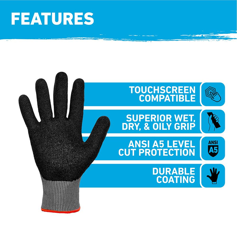 Gorilla Grip A1 Precision Grip, Cut Resistant Work Gloves, Touschreen Compatible Safety Gloves, Breathable, Nitrile Coated, Grey - Medium (12 Pack) Grey A1 (12 Pack)