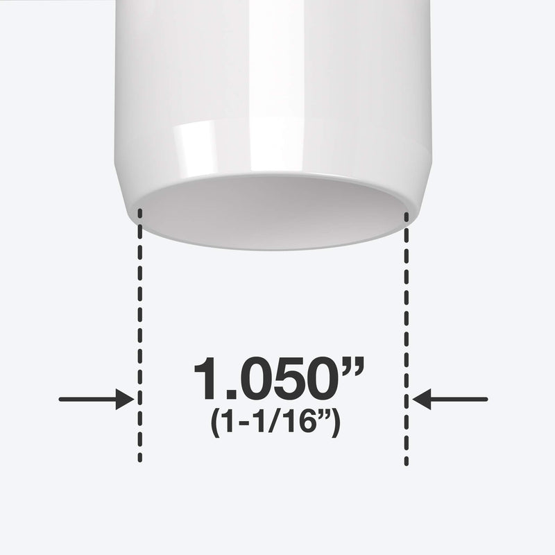 FORMUFIT 3/4" 4-Way Tee Furniture Grade PVC Fitting in White, Made in USA, UV-Resistant, Impact-Proof, 1.050" Actual Socket Diameter, (8-Pack) - F0344WT-WH-8