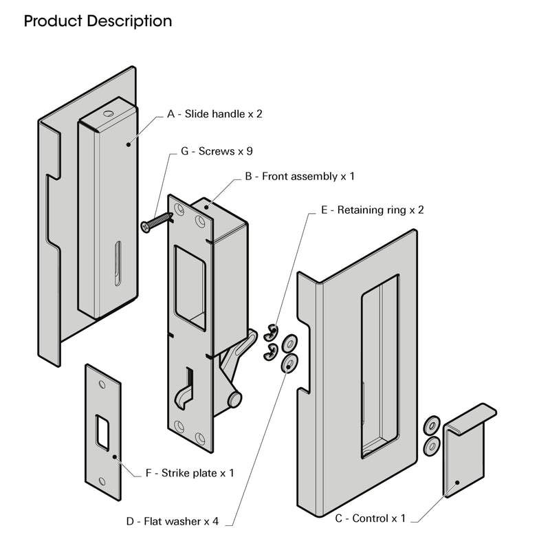Privacy Pocket Door Pull with Lock, Wooden Sliding Door Handle for 1-3/8”Thickness Door Replace Old Or Damaged Pocket Door Hardware (Matt Black) Matt Black