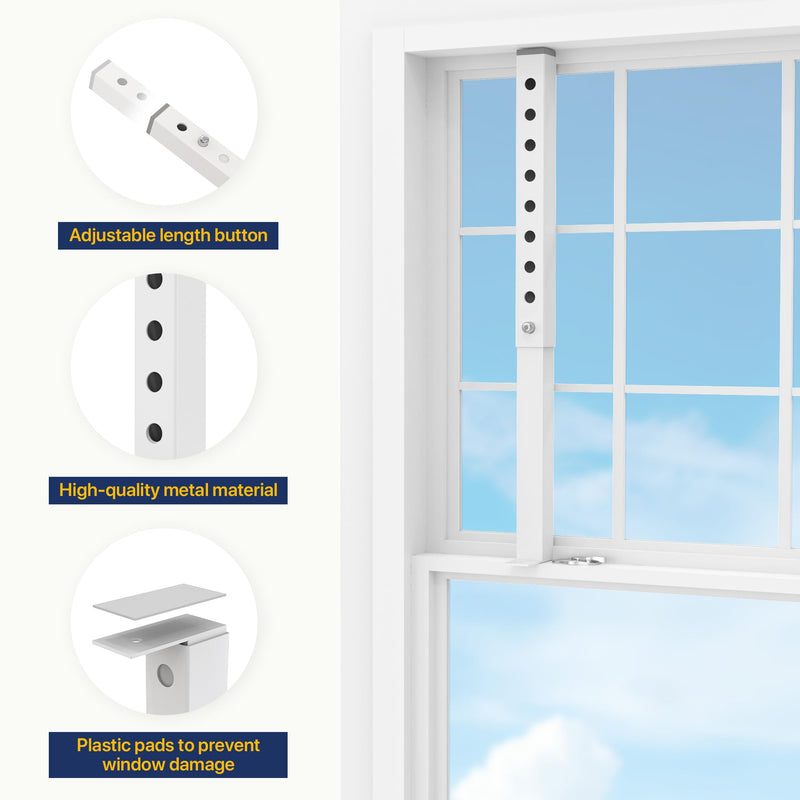 Adjustable Window Lock Bar, Shorter Window AC Security Bars for Child Safety, Window Stoppers for Small Vertical Sliding Windows/Dog Door, Extends from 9.8-16.7 in (Steel 1 Pcs) 1 Piece