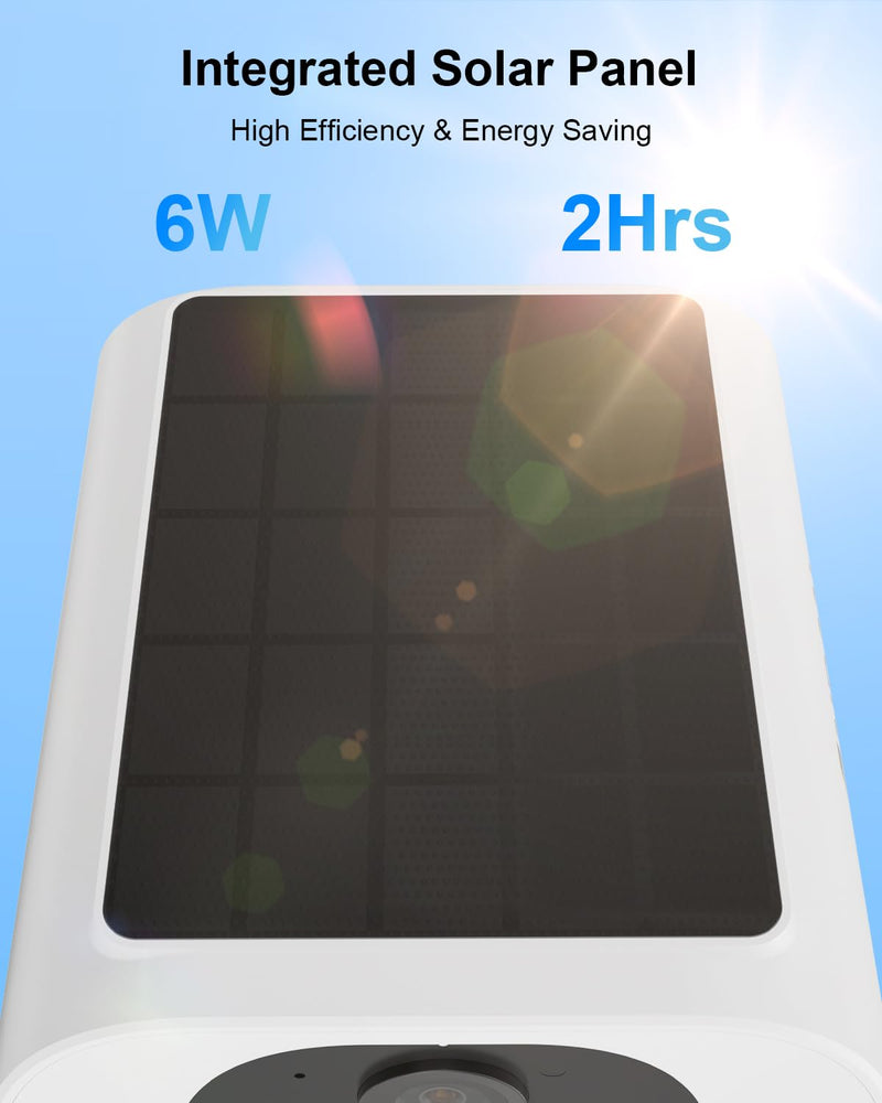 ANRAN 5MP Solar Security Camera Outdoor, Wireless Battery Powered WiFi Camera for Home Surveillance with Buit-in Solar Panel, Color Night Vision, 2-Way Audio, Siren Alarm, Works with Alexa, C3 Max 5MP-White