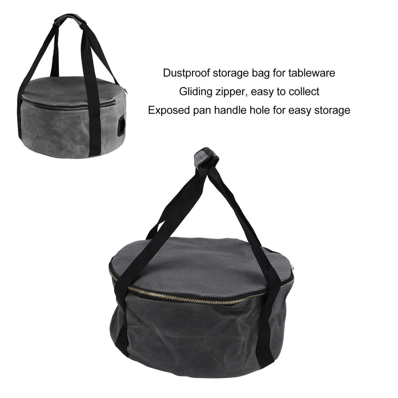 Dutch Pot Storage Bag Dustproof Cast Iron Cookware Bag Heavy Duty Enamel Pot Travel Bag for Cookware Frying Pans Utensils Camping(Dark grey)