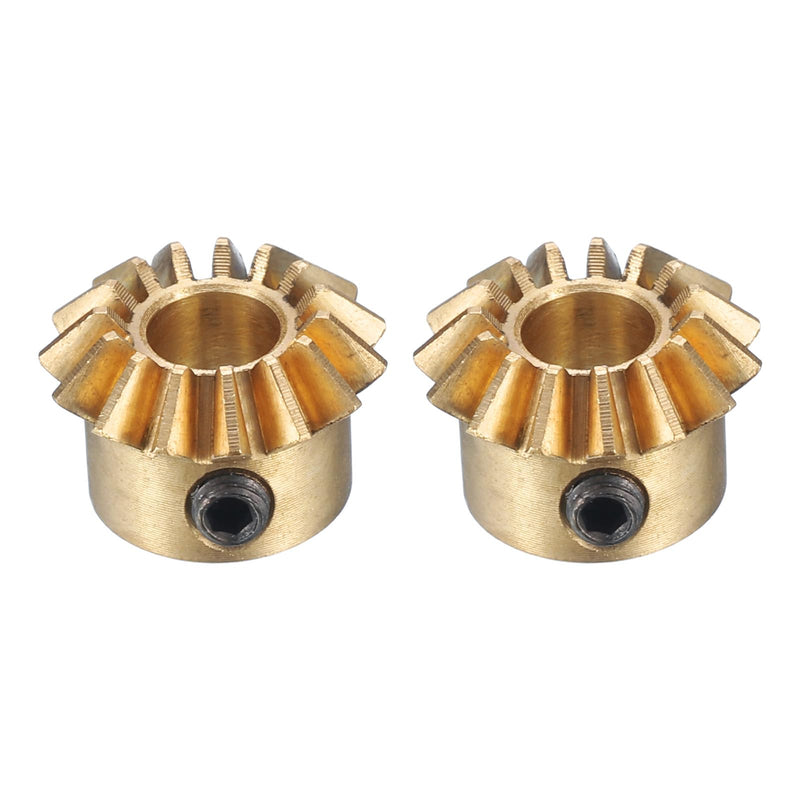uxcell 2pcs Bevel Gear 0.8 Module 1:1 Reduction Rate 15T 5mm Hole Dia Bevel Pinion Gear Brass, 45 Degree Steering Gear for Hardware Mechanical Rotation, Yellow