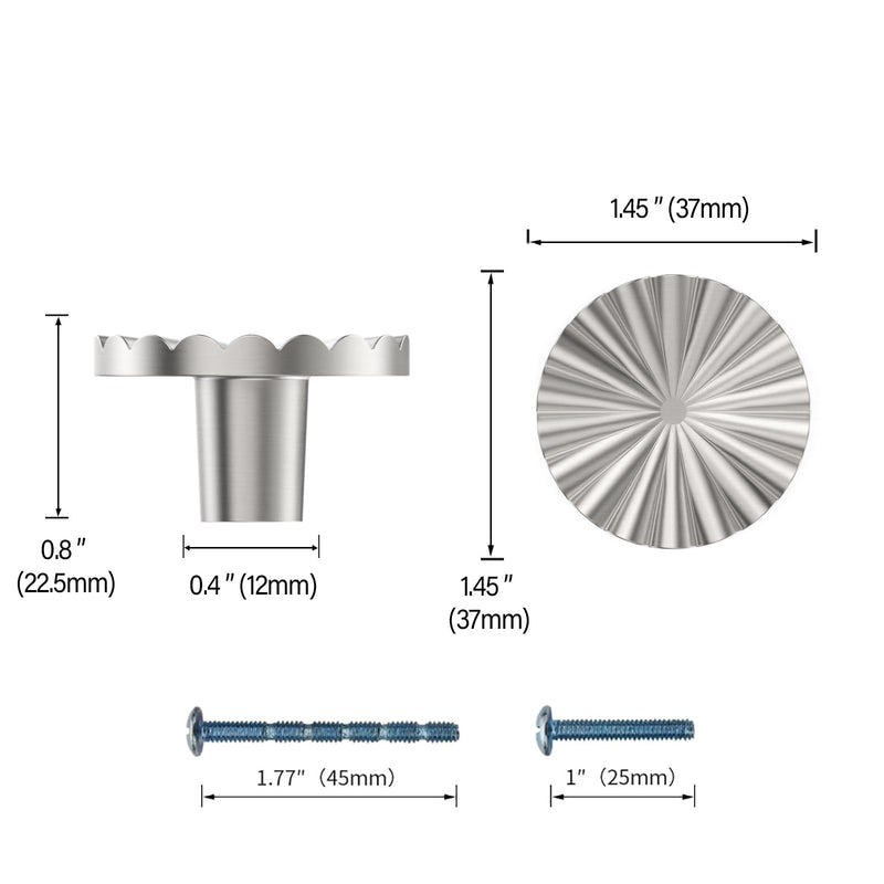 10 Pack Brushed Nickel Cabinet Knobs Dresser Knobs Satin Nickel Kitchen Drawer Pulls Silver Cabinet Knob Cabinet Hardware Zinc Alloy Brushed Satin Nickel Knob - Single Hole 10